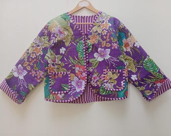 Handmade Block Print Cotton Quilted Jacket: Boho Indian jacket
