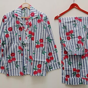 Hand Block Print Cotton Pajama Set: Floral Indian PJs