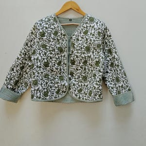 Block Printed Cotton Quilted Jacket: Handmade Boho Kimono