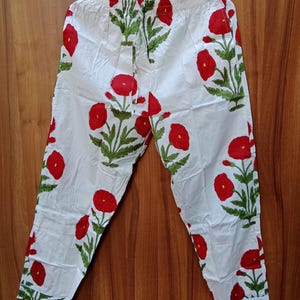 Block Print Cotton Pajama Pants: Women&#39;s Harem Style Sleepwear