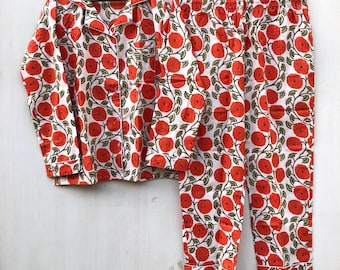 Hand Block Floral Print Cotton Pajama Set: Indian Night Suit