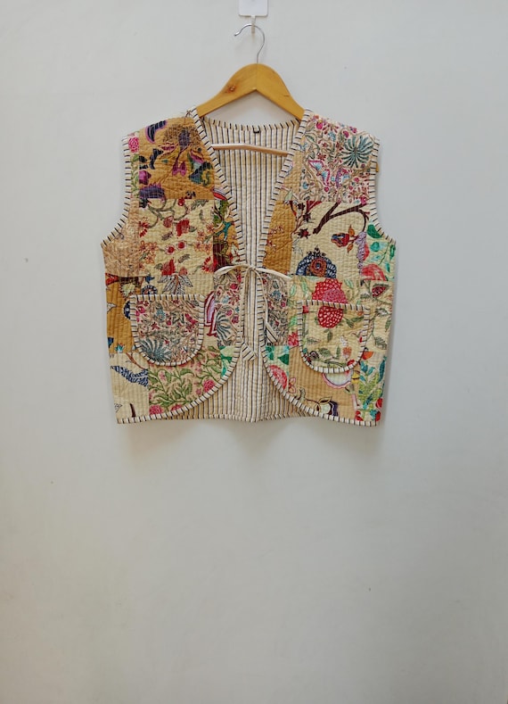 Handmade Block Print Cotton Quilted Vest, Women's Boho Jacket - Etsy
