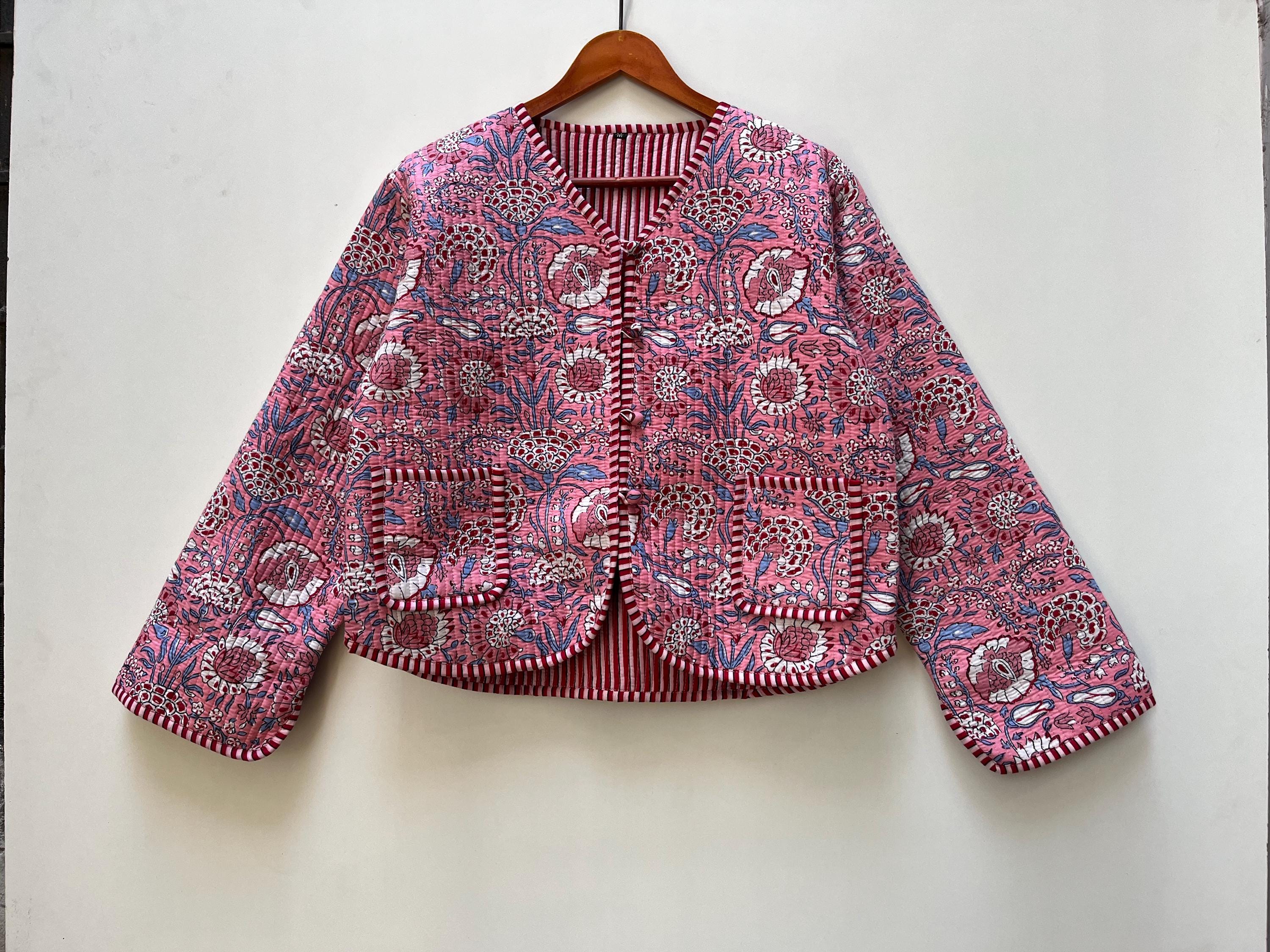 Hand Block Print Cotton Quilted Jacket: Reversible Boho Coat - Etsy