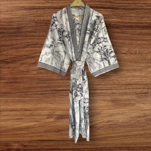 Floral Cotton Kimono Robe: Block Print Beach Cover-Up