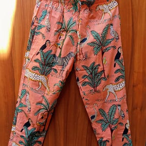 Linen Pajama Pants: Women&#39;s Jungle Print Loungewear