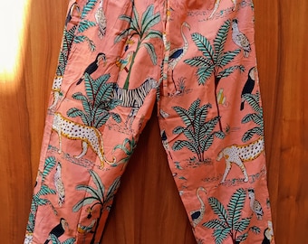 Linen Pajama Pants: Women's Jungle Print Loungewear