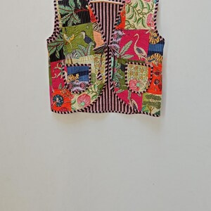 Boho Patchwork Quilted Vest: Handmade Indian Block Print Jacket