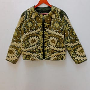 Handmade Suzani Embroidered Velvet Jacket: Indian Boho Coat