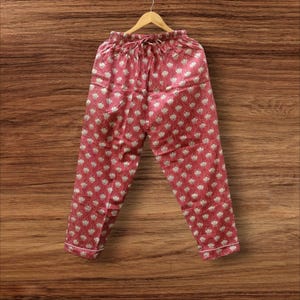 Floral Print Cotton Harem Pants: Handmade Indian Pajama Trousers