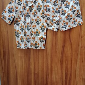 Handmade Cotton Pajama Set: Floral Print Loungewear