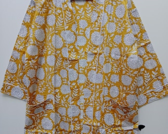 Katoenen kimonobadjas met dierenprint: boho-strandkleed