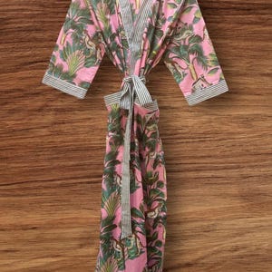 Block Print Cotton Kimono Robe: Boho Beach Cover-Up