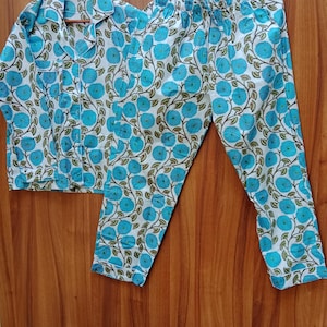 Floral Cotton Pajama Set: Handmade Indian Lounge Wear