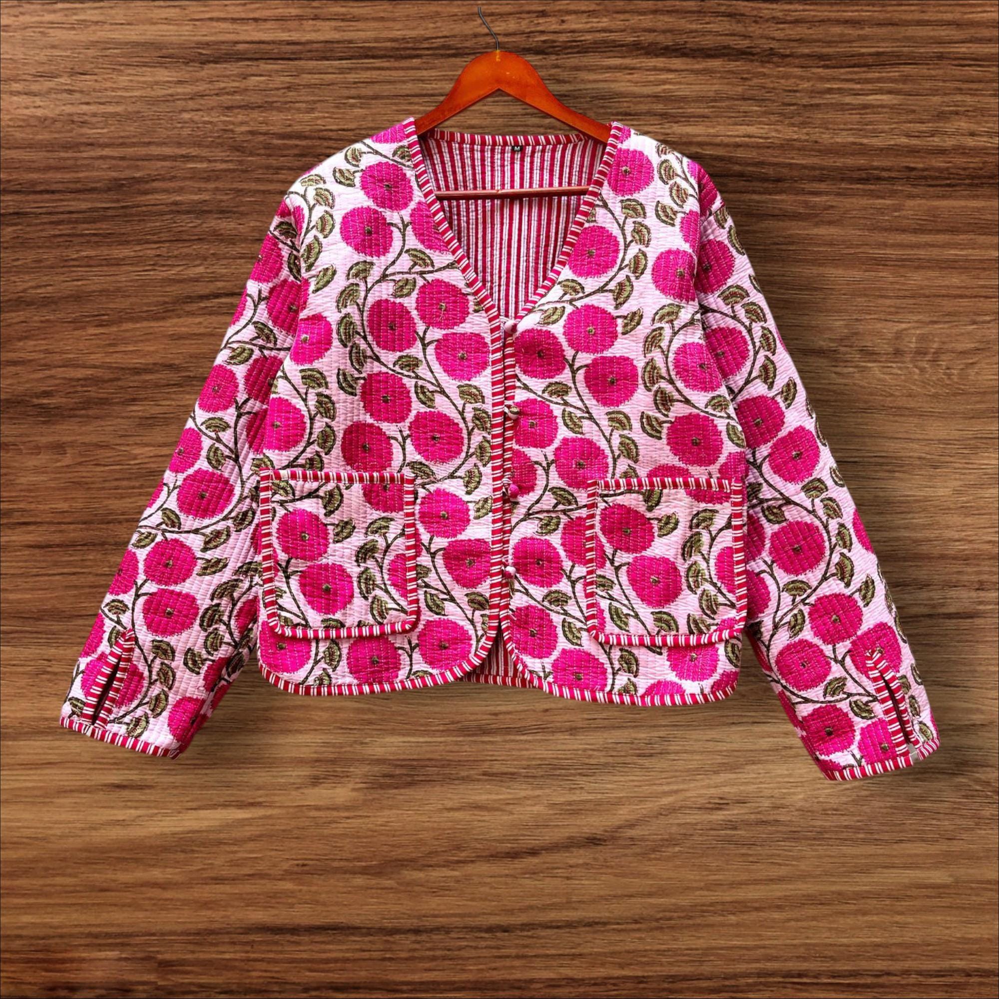 Floral Tiger Print Indian Handmade Block Print Jackets, Coats
