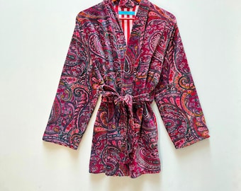 Veste et manteau kimono en velours faits main, robe de soirée, veste bohème