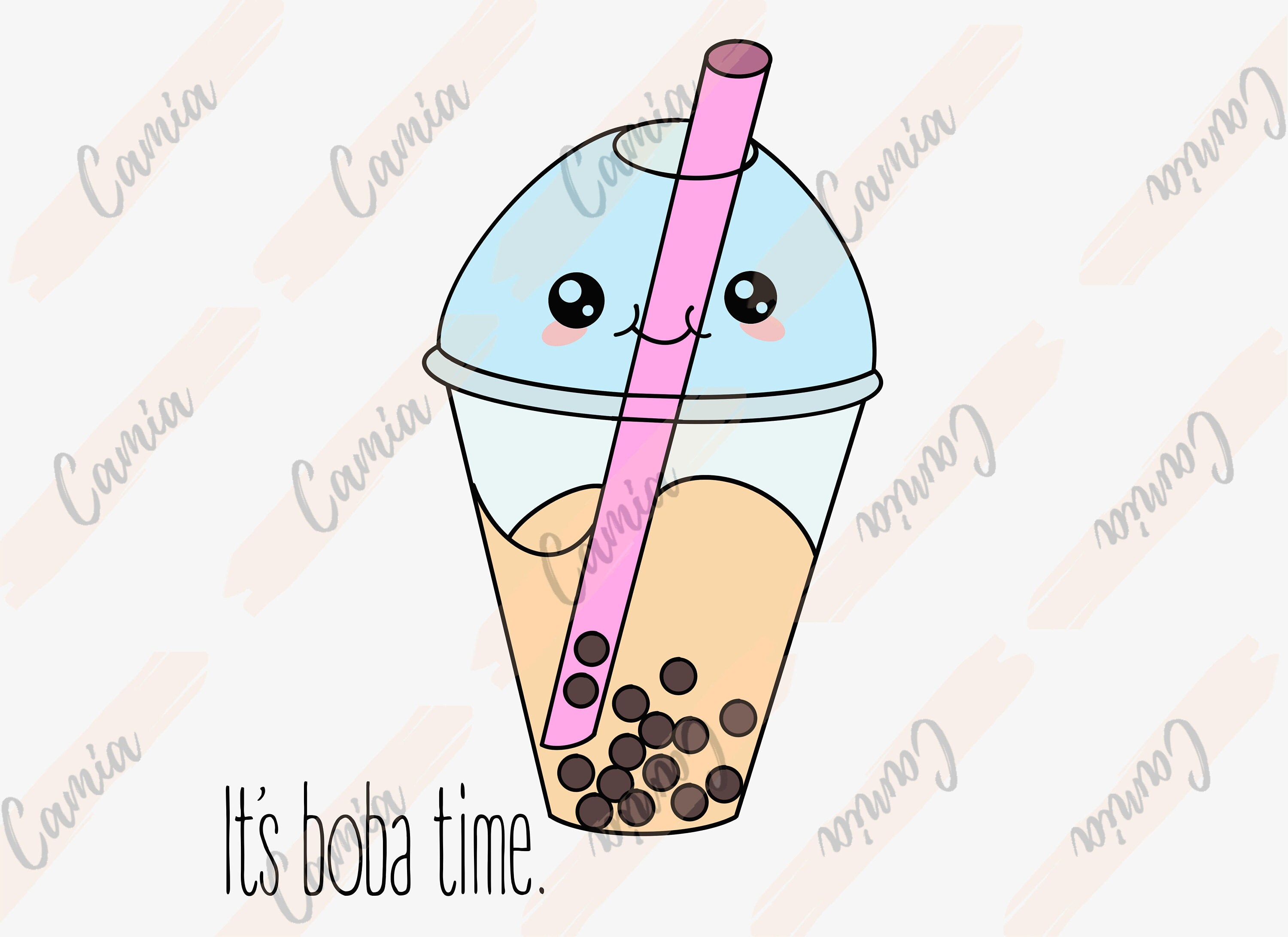 It's Boba Time Cute Boba Tea Printable Multifile Type Etsy
