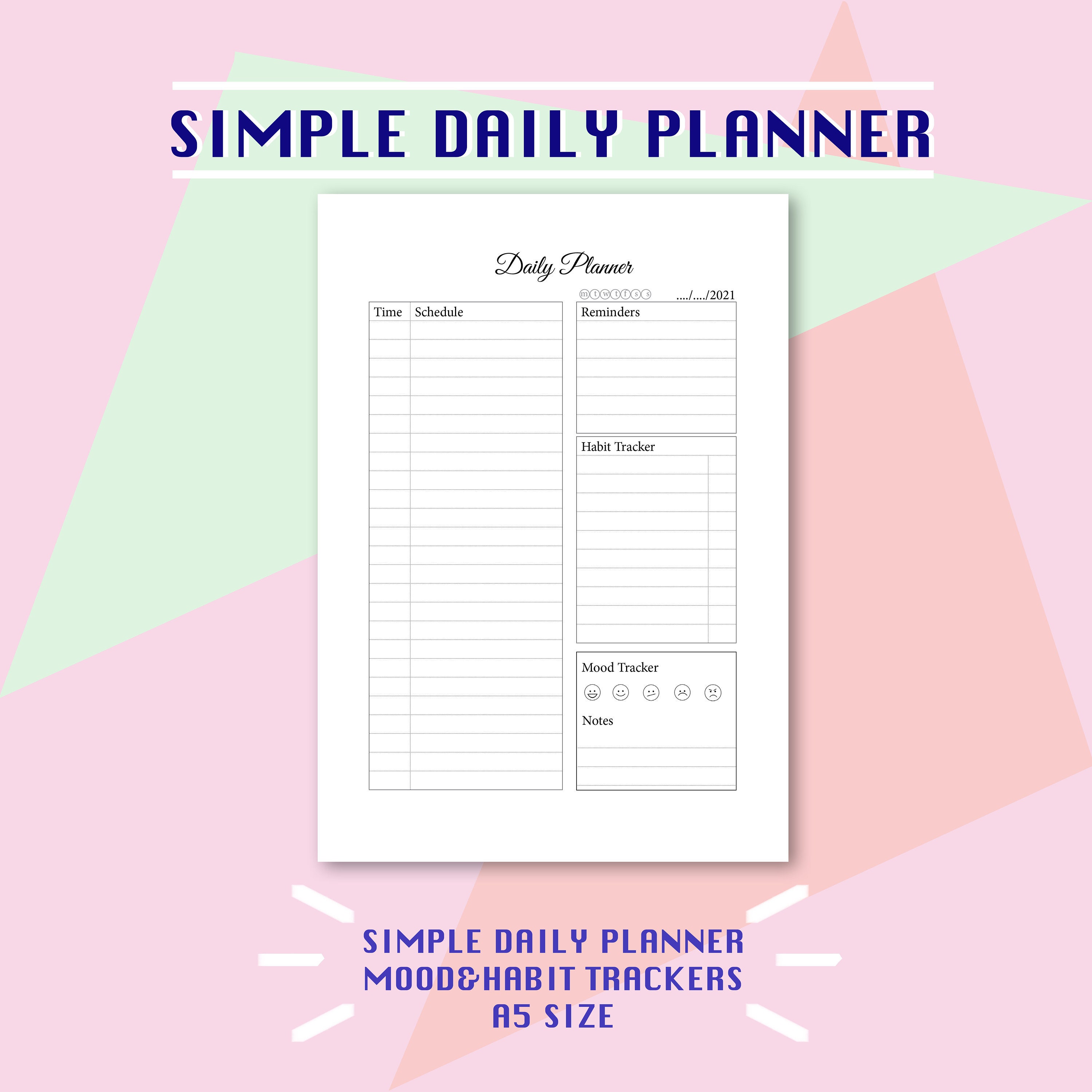 Daily Planner Printable Binder Inserts for 2021 Work Planner Etsy