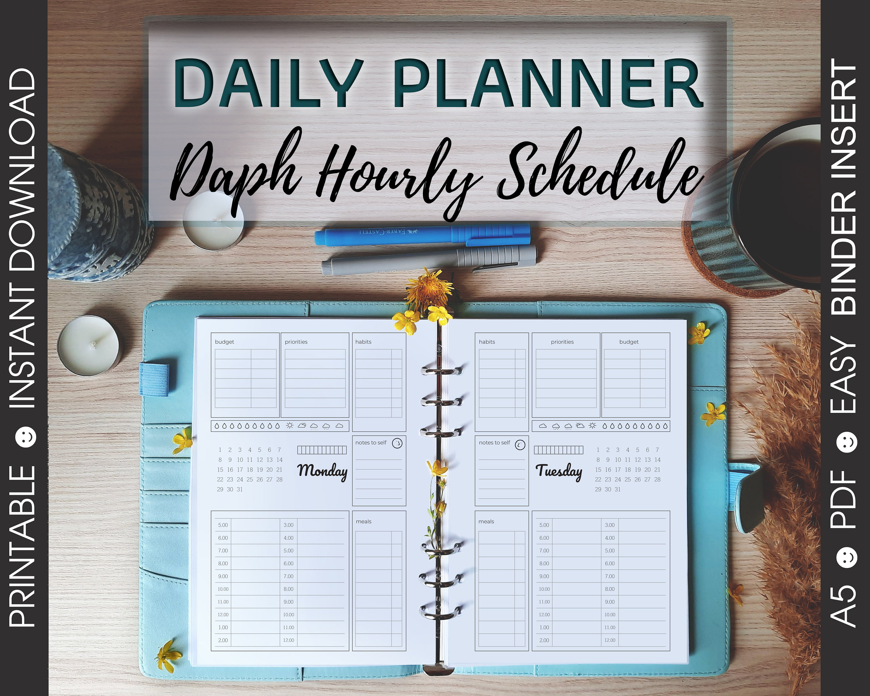 Daily Planner Printable Binder Inserts for 2021 Productivity Etsy