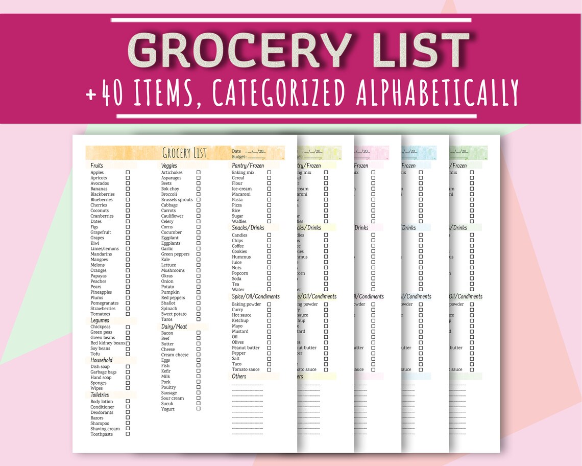 master grocery list printable by scutii home organizer pdf etsy