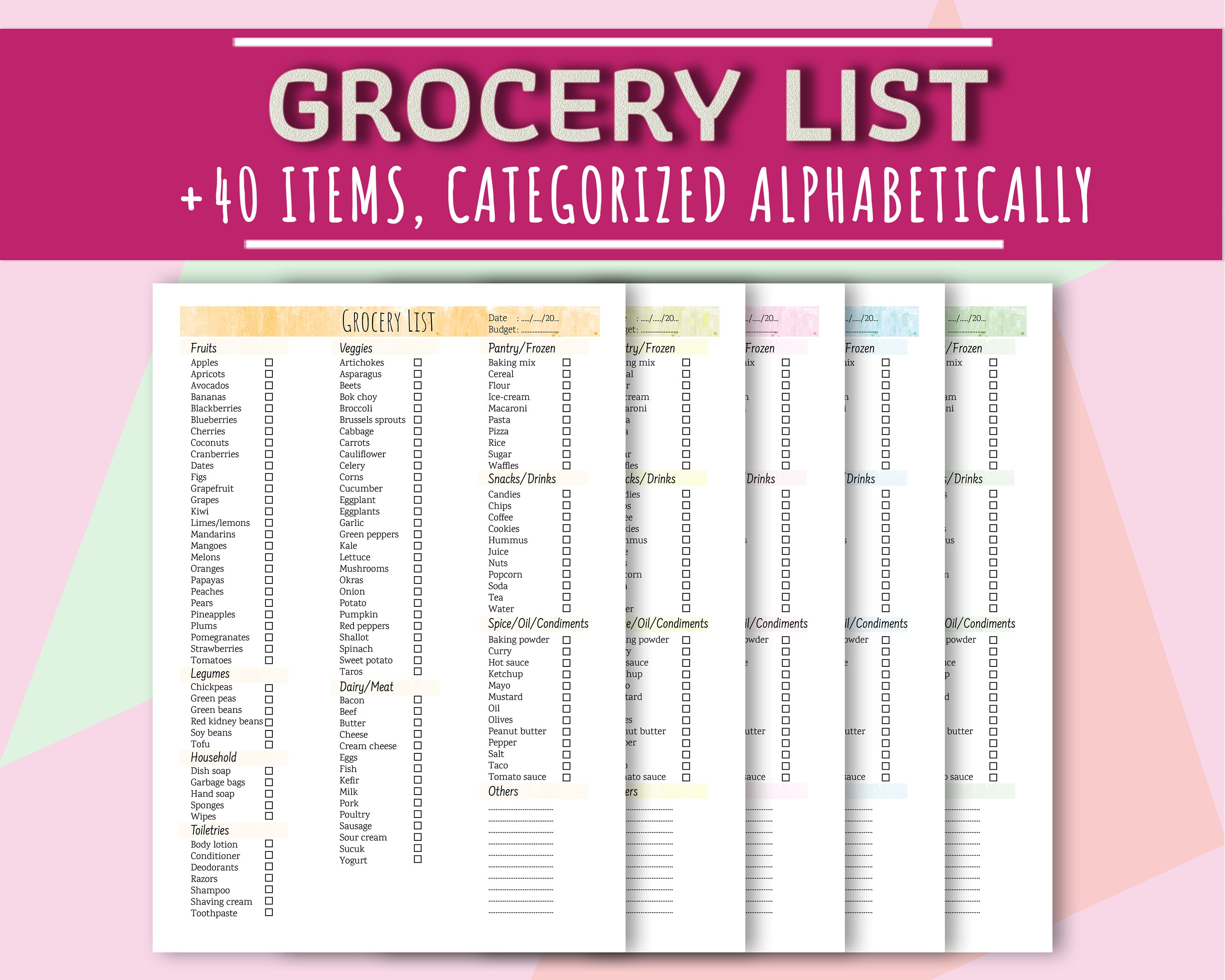 master grocery list printable by scutii home organizer pdf etsy