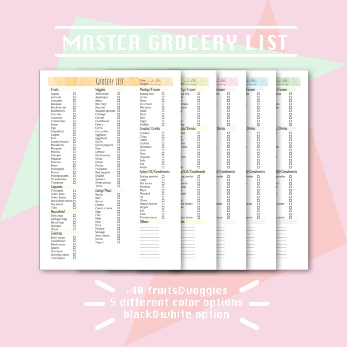 master grocery list printable by scutii home organizer pdf etsy