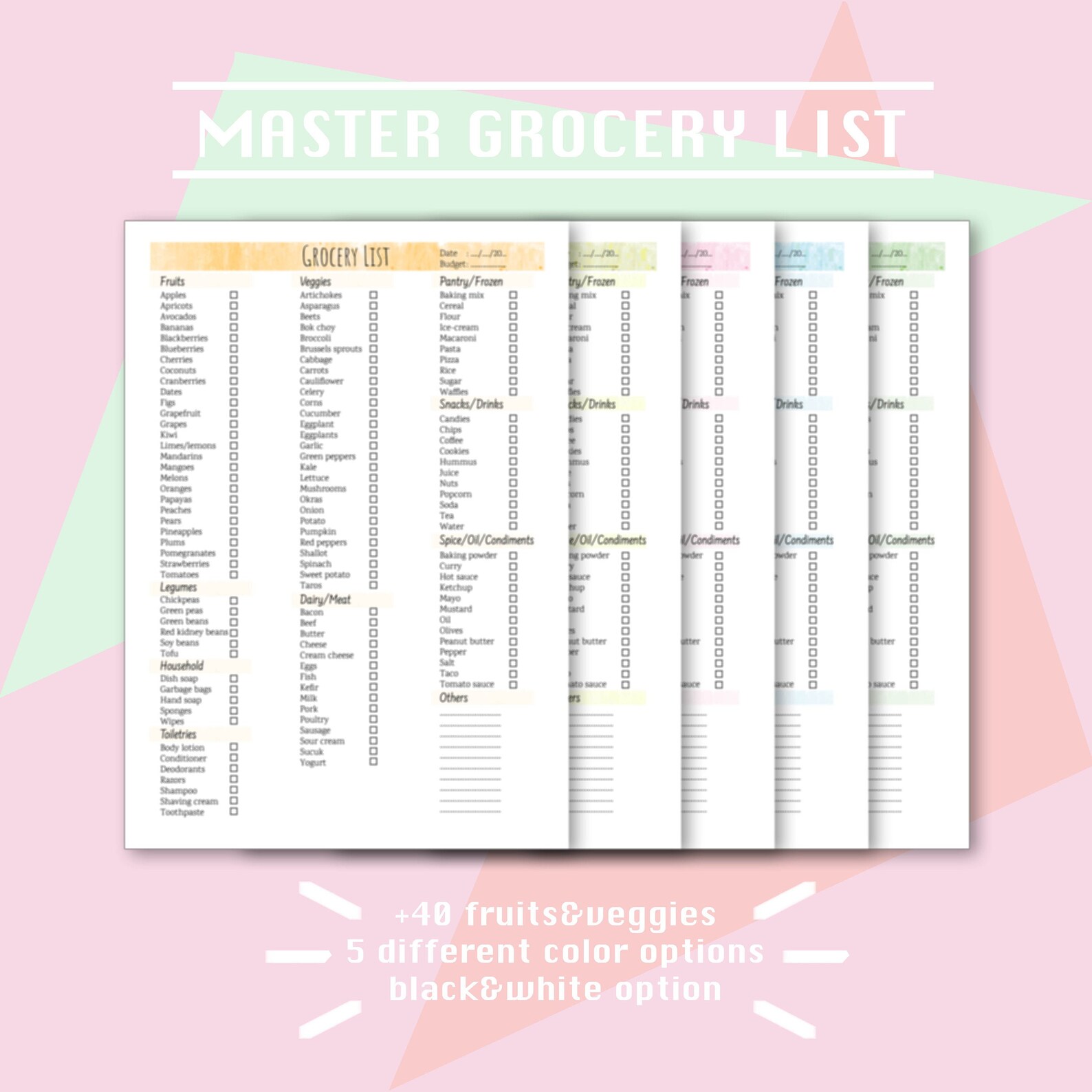 master grocery list printable by scutii home organizer pdf etsy