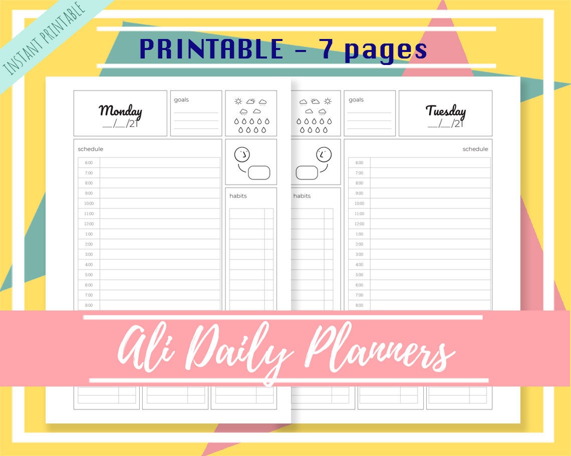 Daily Planner Printable Binder Inserts for 2021 Productivity Etsy