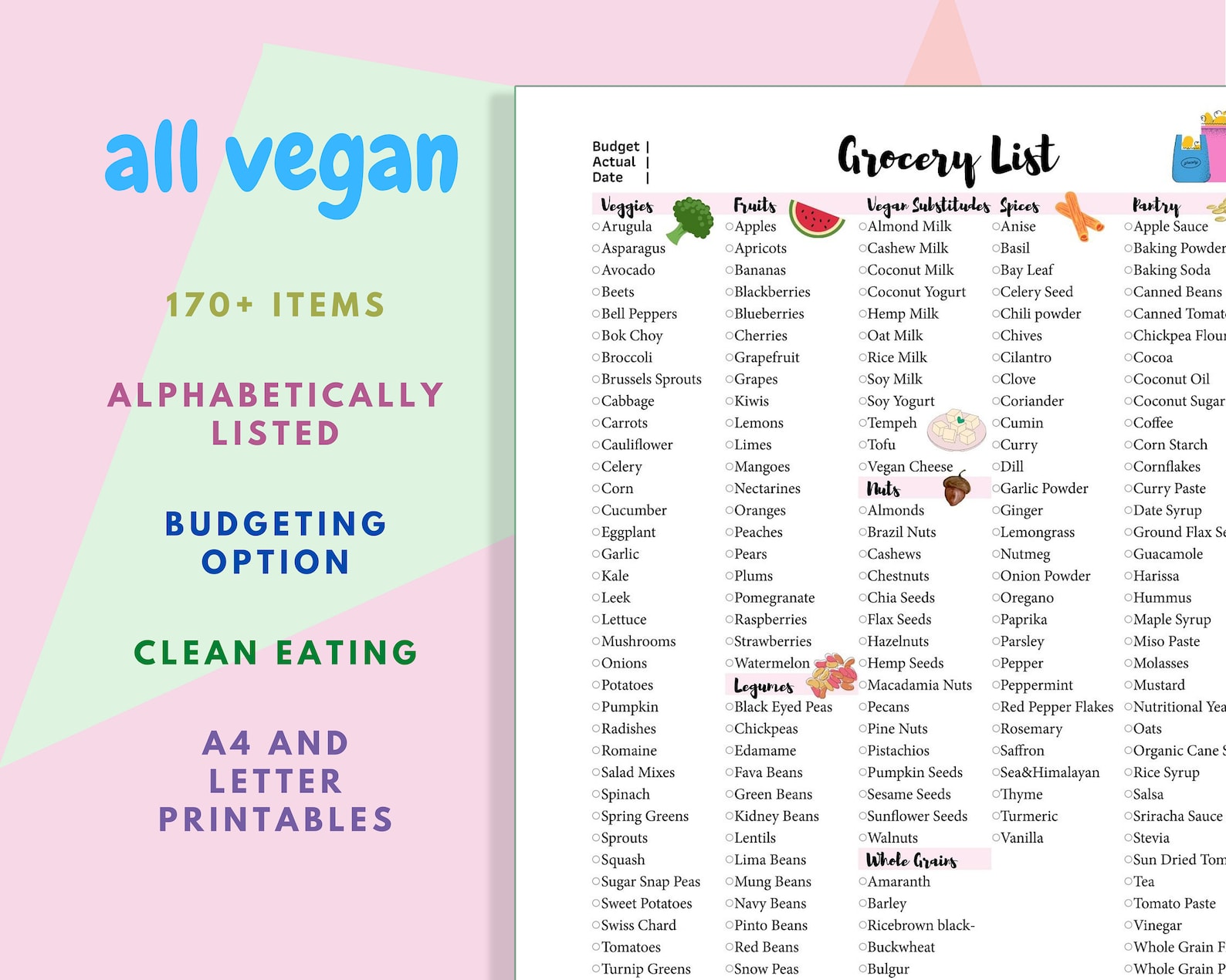 Vegan Grocery List Printable
