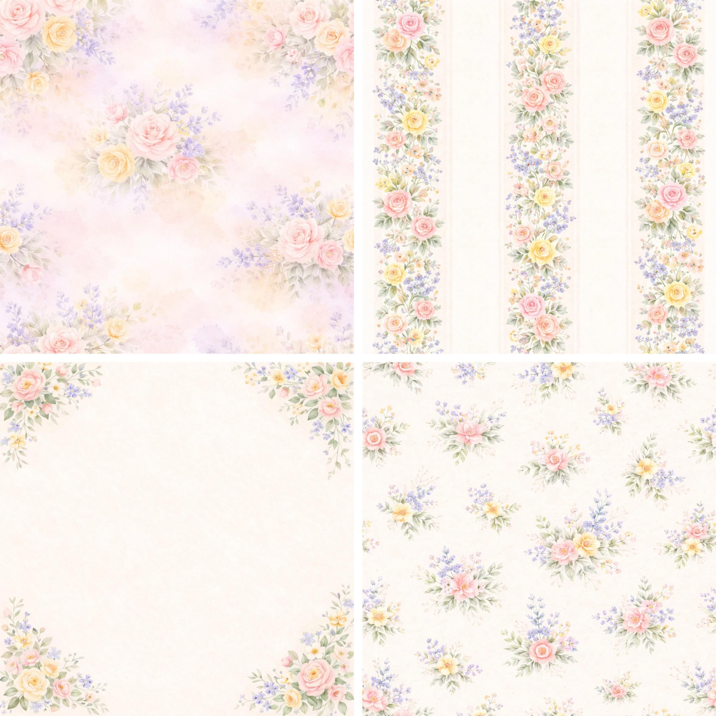 Watercolor Floral Seamless Digital Paper, Pastel Spring Background ...