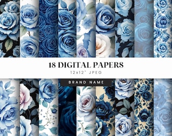 Blue Roses Digital Paper