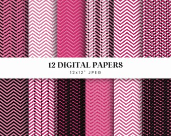 Pink Chevron Digital Paper Pack