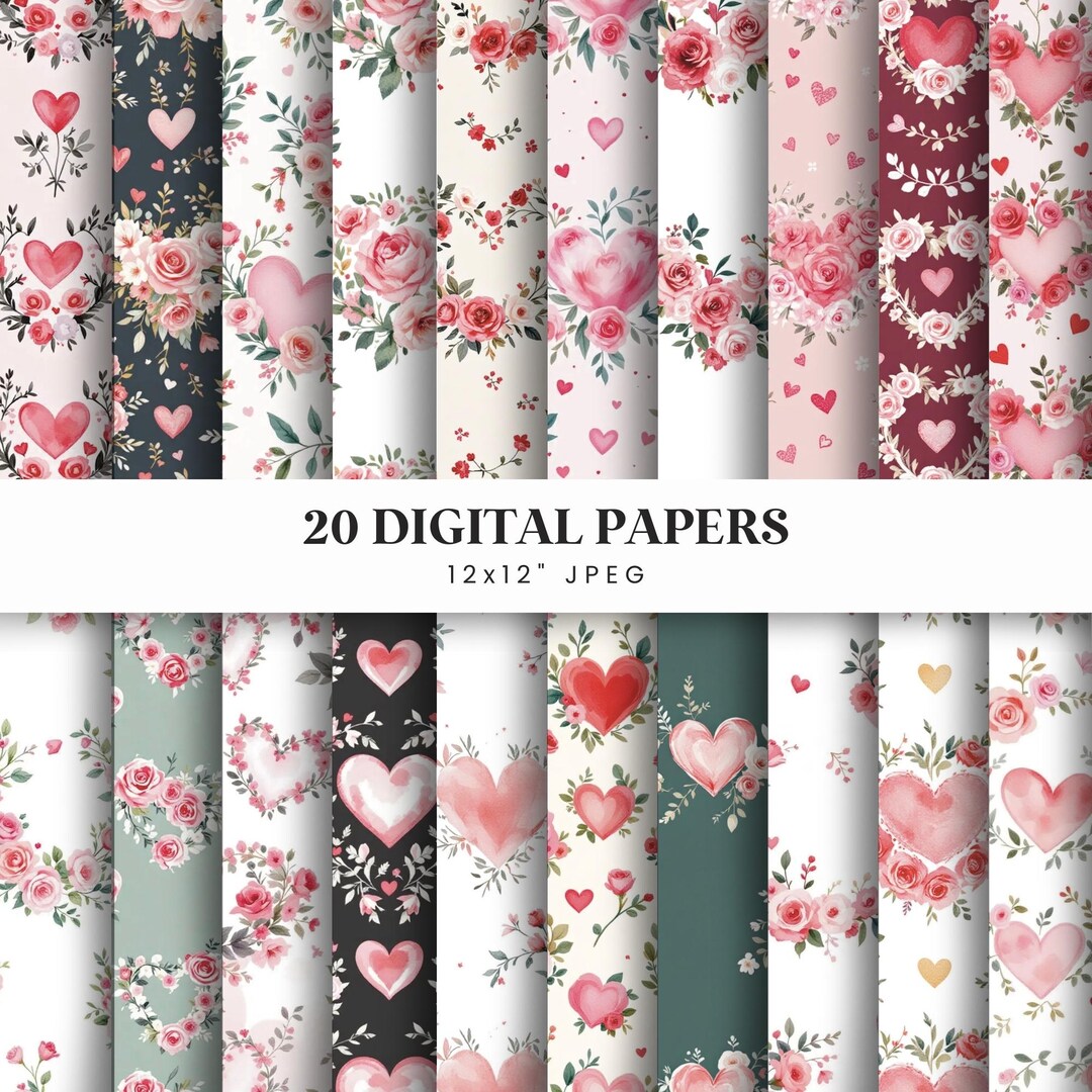 Floral Digital Paper Pack - Etsy