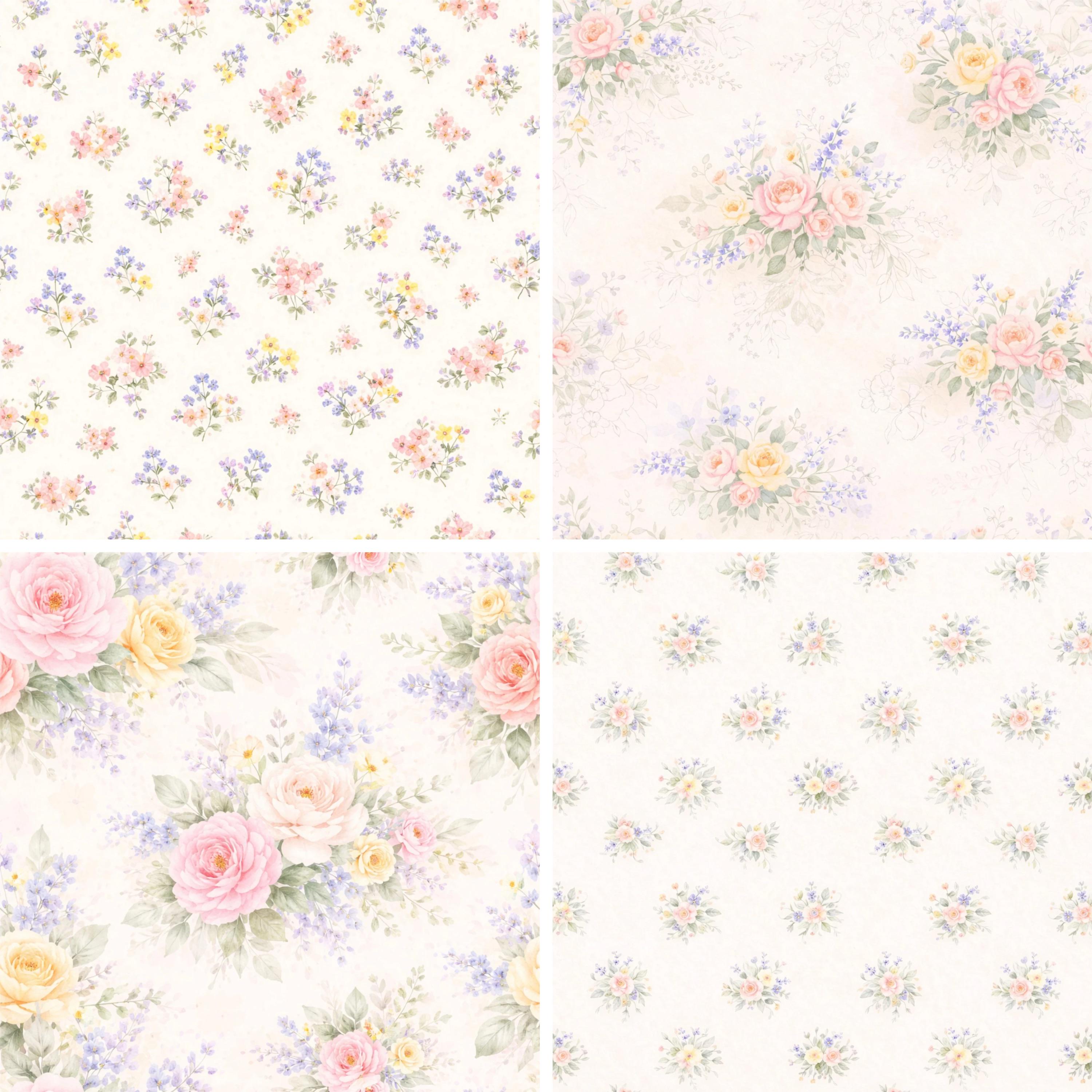Watercolor Floral Seamless Digital Paper, Pastel Spring Background ...