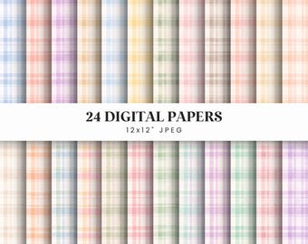 Watercolor Plaid Digital Paper Bundle | Pastel Cottagecore Seamless Patterns (Digital Download)