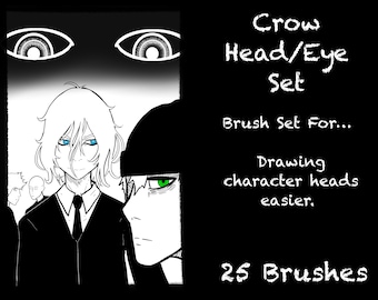 25 manga-komische anime-borstels voor hoofd en ogen (digitale download)