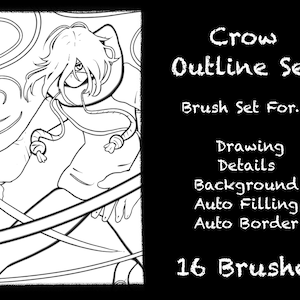 16 Pack Procreate Self Outlining/Filling Border Brush Set for Sketching/Inking Manga/Comic/Anime Style Brushes
