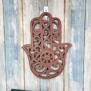 Wooden Hamsa Decor Piece