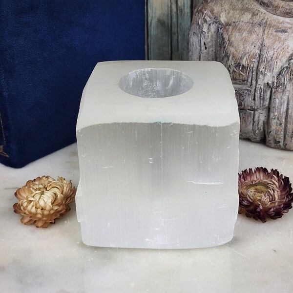 Cube Selenite Candle Holder