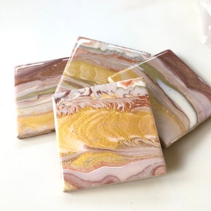 Glowing Metallic Handpainted Ceramic Drink Coaster