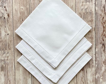 Serviette à thé 100% coton à ourlet - Linge de table fin blanc, 6 pièces 35x35cm