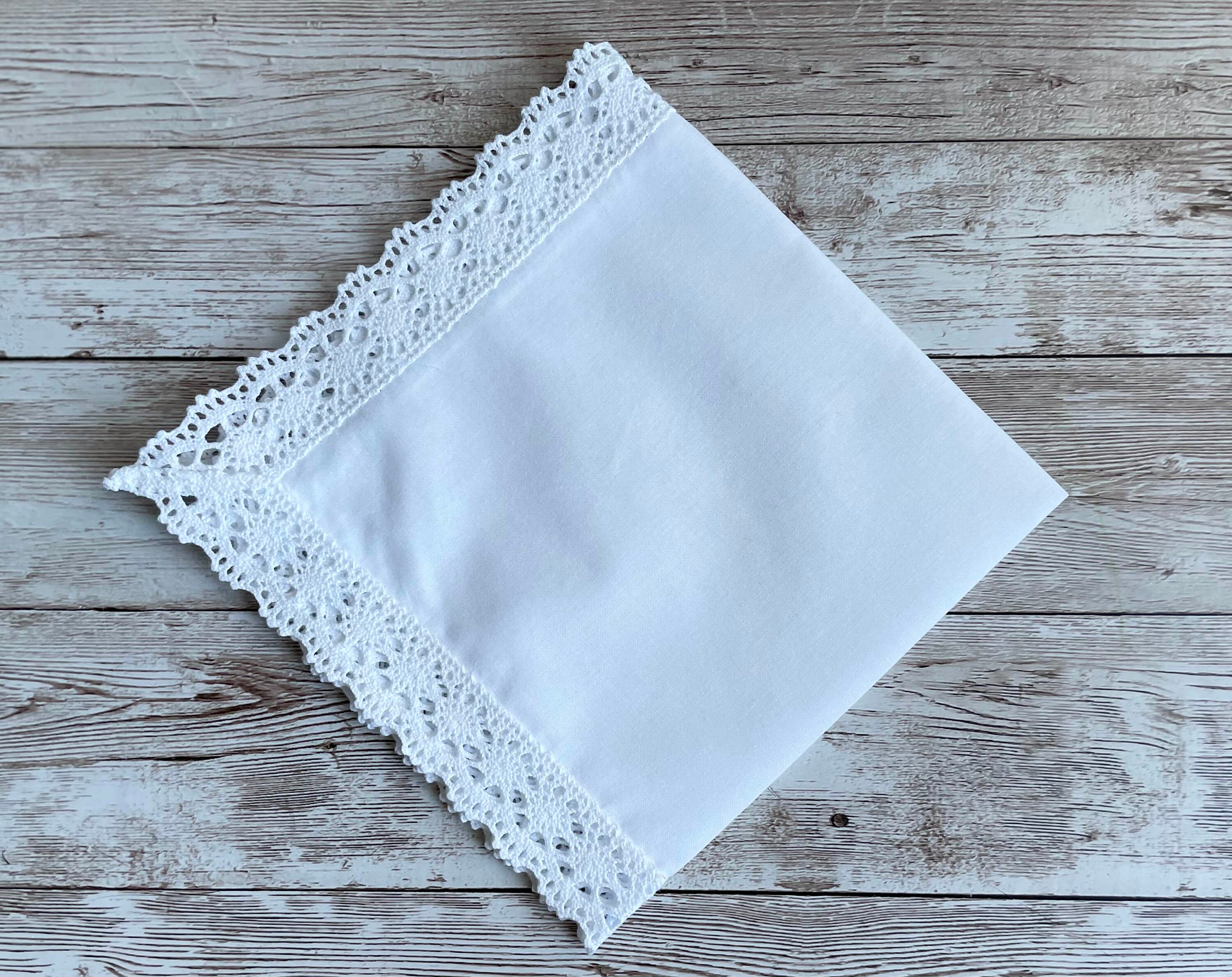 COCOUSM Women's White Cotton Handkerchiefs - 6 Pack Crochet Lace Bridal Hankies