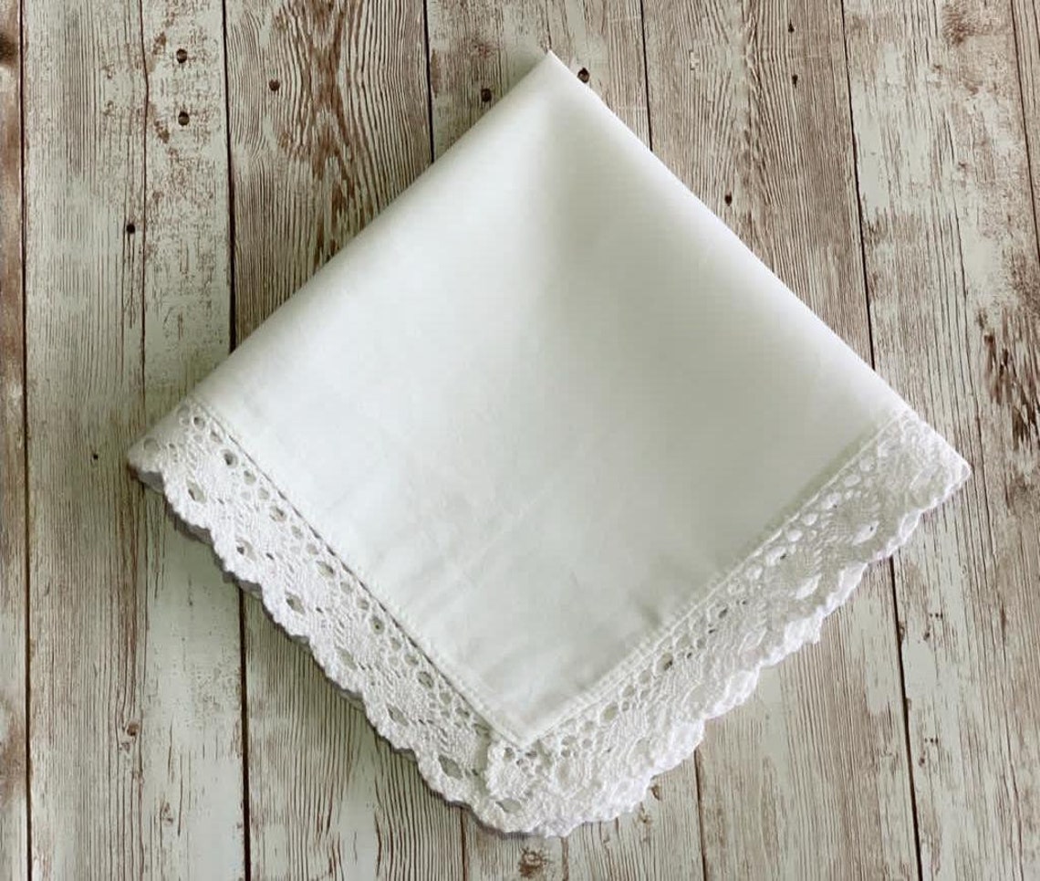 Ladies Cotton HANDKERCHIEF Lace Hankies Gift White 3Piece Set Etsy