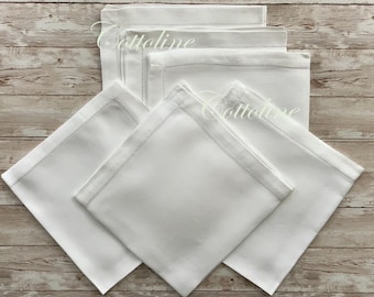Luxe servetten van 100% katoen met ajourmotief - witte 6-delige set linnen fijne eettafel