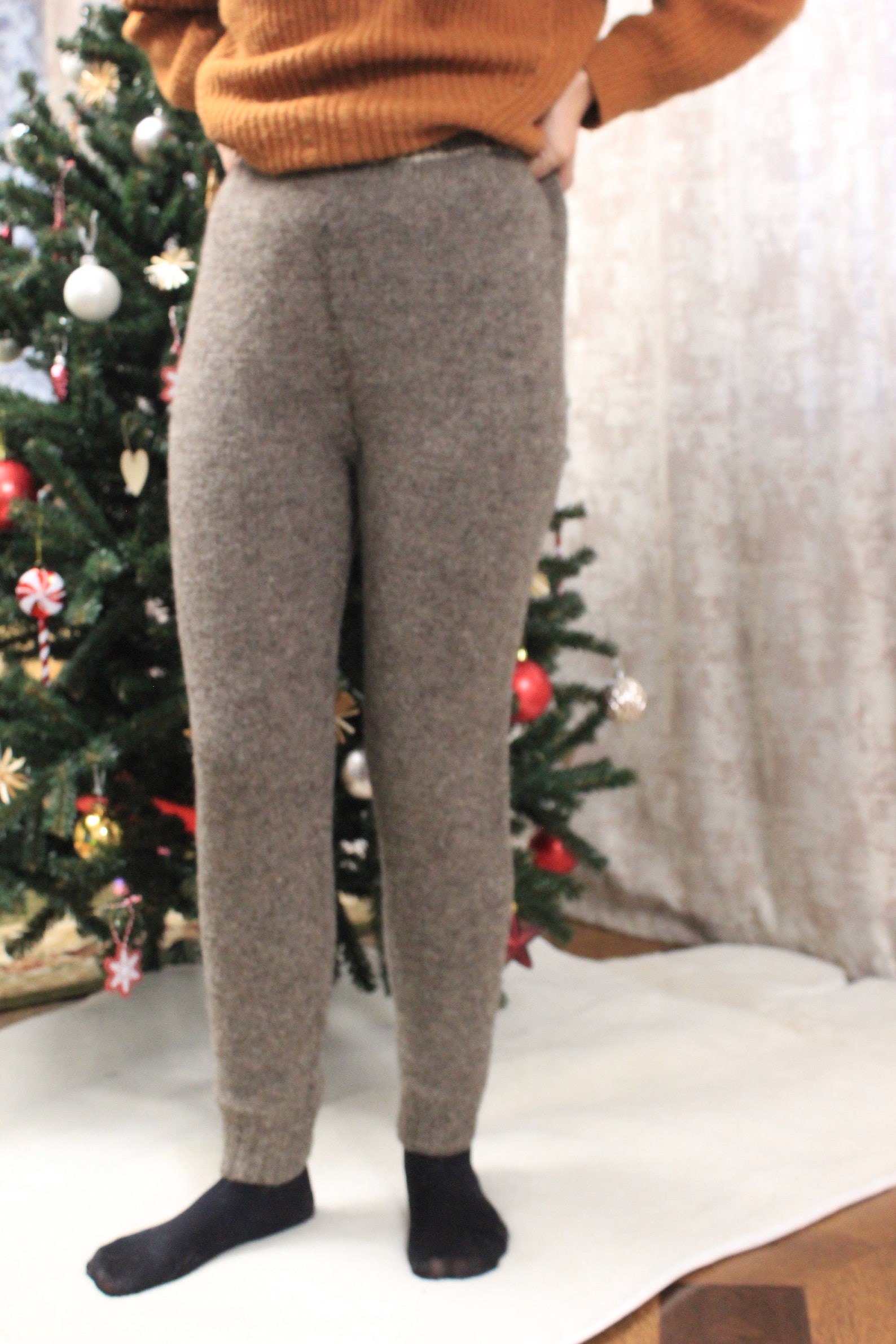 Organic pure wool leggings warm pants Thermal hand knit Etsy
