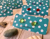 Sea glass stud earrings tumbled handmade eco friendly recycled-by nature hypoallergenic non toxic safe to skin gift