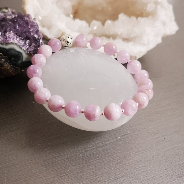 Kunzite bracelet with or without silver spacers 925 8mm