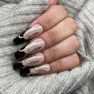 French Tip Flames Press On Nails