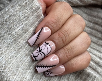 Pink Halloween Press On Nails