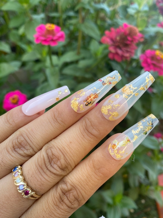 Angels and Gold Press on Nails - Etsy