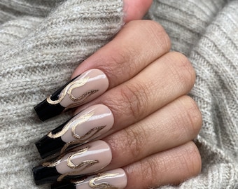 French Tip Flames Press On Nails